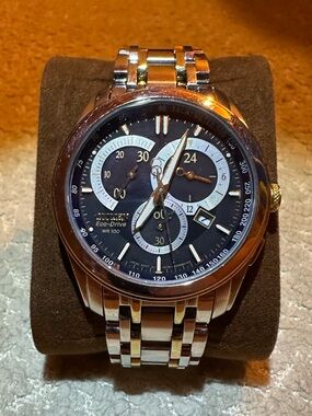 Citizen Eco-Drive Caliber 5700 Chronograph with 2 Tone Bracelet & Leather Strap